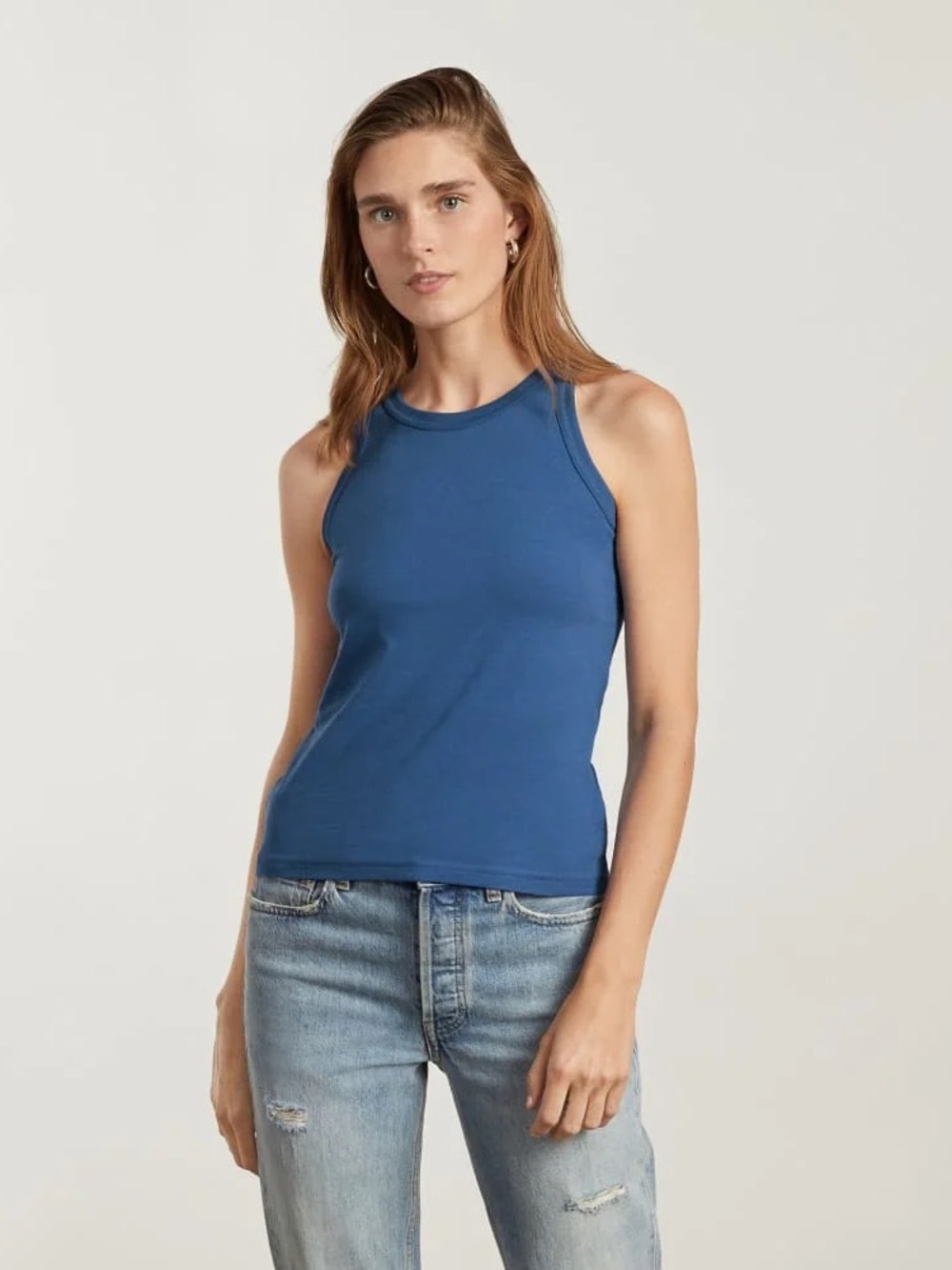 Everlane The Tank in Essential Cotton Deep Blue Size M NWOT